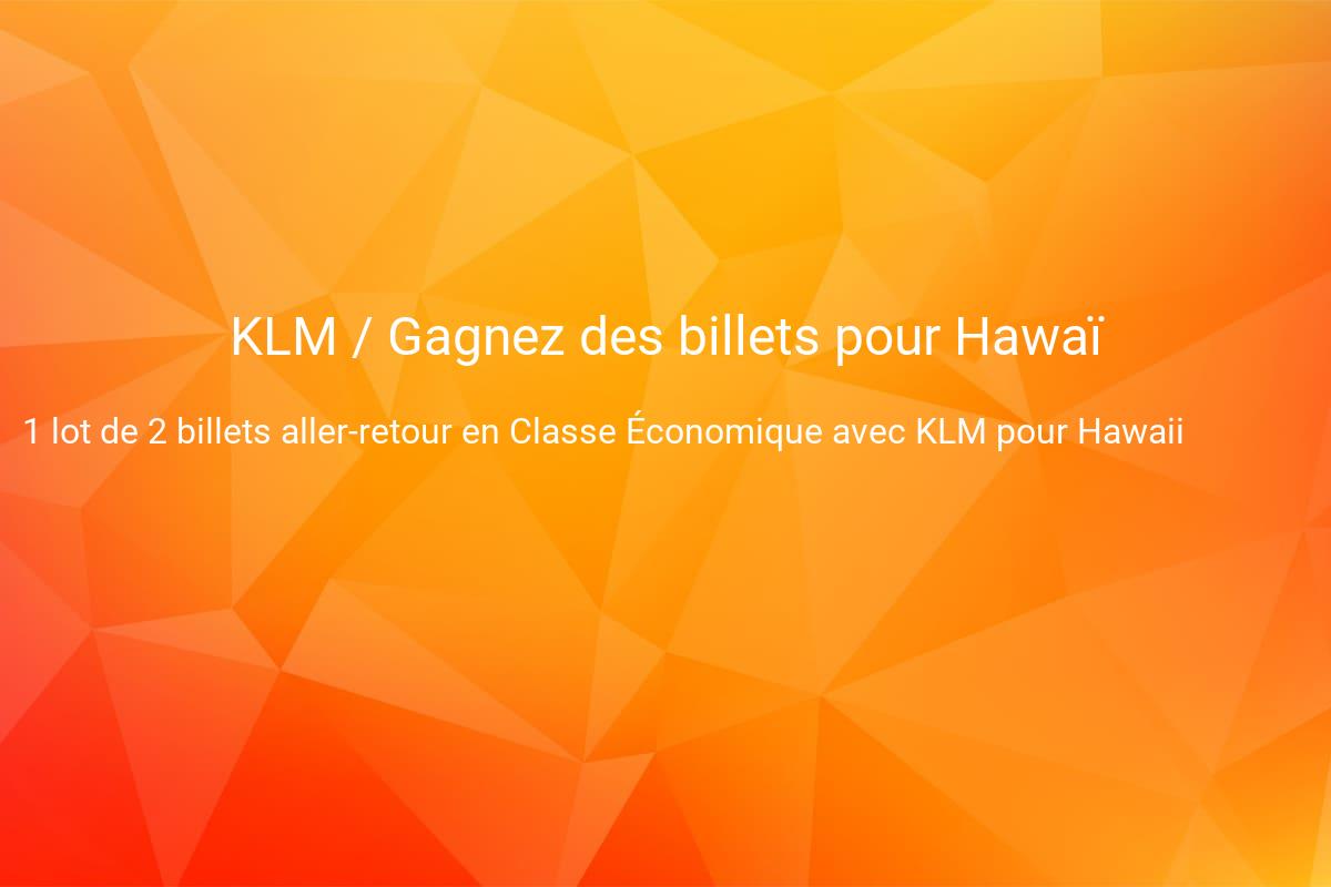 jeux concours KLM