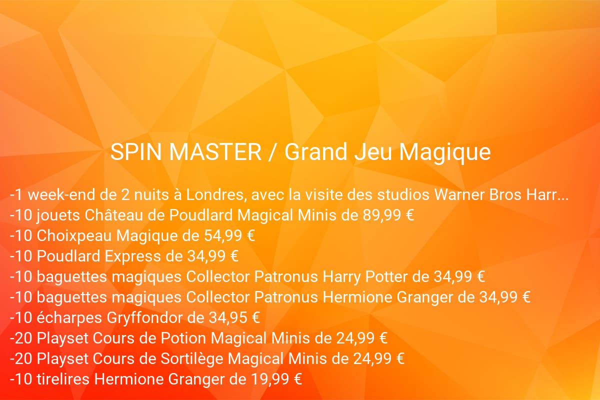 jeux concours SPIN MASTER