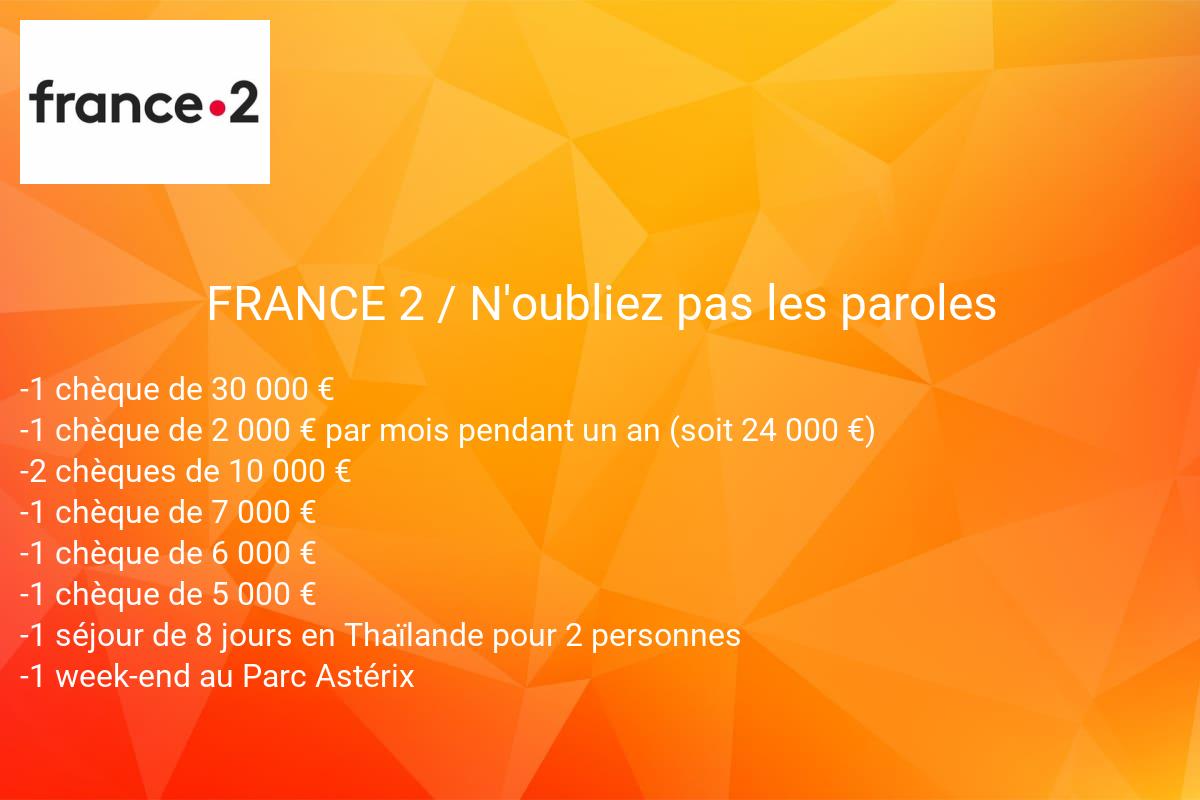 jeux concours FRANCE 2